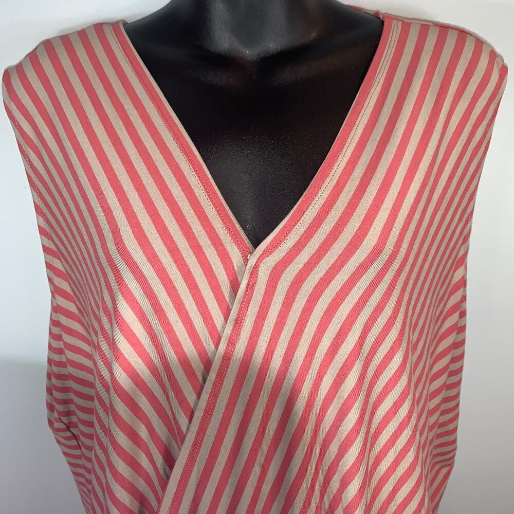 Marla Wynne V-neck, Cap Sleeve Striped Women's Top 2X New